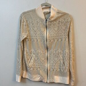 Living doll Ivory zip up lace jacket